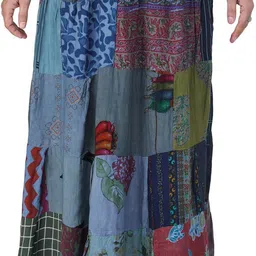 Exotic India Printed Pure Cotton Maxi Skirts-image-54