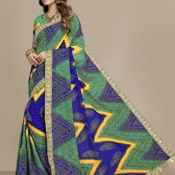 KANOODA Printed Bandhani Lace Border Pure Georgette Saree-picture-10