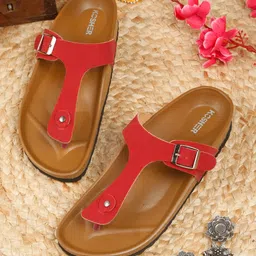 Kosher Women Open Toe Flats with Buckles-46