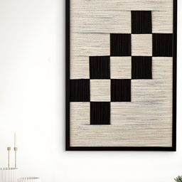 Home Centre Corsica String Black & Beige Textured Wood Decorative Wall Decor-14