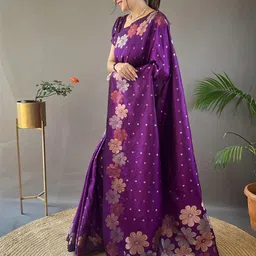 HERE&NOW Woven Design Zari Pure Silk Banarasi Saree image 2