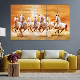 Inephos Brown & White 5 Pieces Birds and Animals Canvas Wall Art-image-10