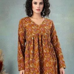 SUNEKH Women Floral Printed Cotton Peplum Top-image-57