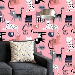 ArtzFolio Printed UV-Resistant Anti-Bacterial Cute Kittens Pattern Peel & Stick Wallpaper-image-4