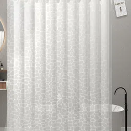Aura White Printed Waterproof ShowerCurtainWithHooks-image-70