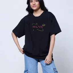 LoveDky Typography Printed Drop-Shoulder Sleeves Cotton T-shirt-picture-43