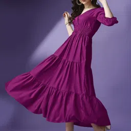 Raiyani Enterprise Tiered V-Neck Fit & Flare Maxi Dress-picture-40