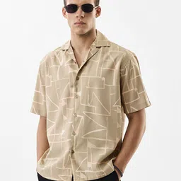 Snitch Boxy Geometric Printed Casual Shirt-image-77