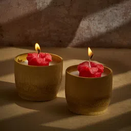 MAATIR DESIGNS Tan 2 Pieces Bamboo Hibiscus Jar Candle-image-20