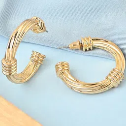 ToniQ Gold Plated Contemporary Hoop Earrings-29