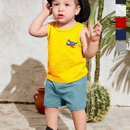 KidBee Kids Pack Of 6 Printed Pure Cotton Round Neck Basic Vests-picture-39
