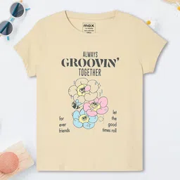max Girls Graphic Printed Round Neck Cotton T-shirt-picture-3