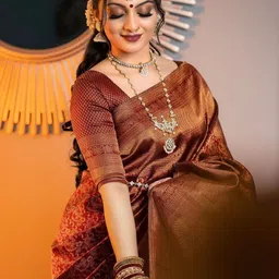 CANIZZARO Ethnic Motifs Woven Design Zari Banarasi Saree-picture-10