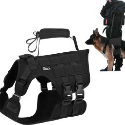 Tactical Dog Harness for Medium Large Dogs with Pocket D Ring Handle 30-45kg Dog Training Harness-image-19