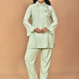 Morchari Embroidered Tunic With Striped Trousers Co-Ords-picture-39