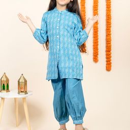 BEBE UNICORN Girls Printed Regular Pure Cotton Kurta with Trousers-image-44
