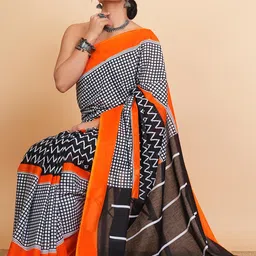 Lovwear Orange Pure Cotton Sarees-picture-7