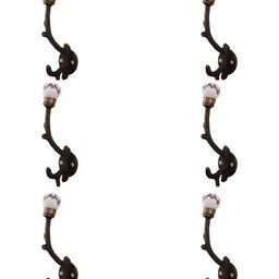 IndianShelf 6 Pcs Ceramic Floral Tree Wall Hangings Coat Hooks-image-66