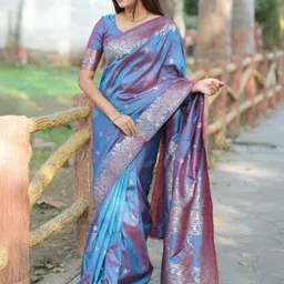 SGF11 Ethnic Motifs Zari Pure Silk Kanjeevaram Saree With Unstitched Blouse Piece-image-33