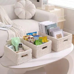 HOKIPO Cream-Coloured 3 Pieces Multi-Utility Organisers-11