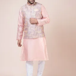Nawaz's Kurta Men Regular Dupion Silk Kurta with Pyjamas image 4