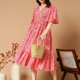 Jash Creation Women Floral Printed Crepe Fit & Flare Midi Dress-image-60