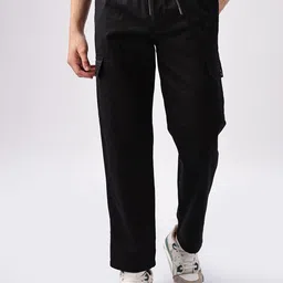NEVER NEUD Men Relaxed Cargos Trousers-image-90