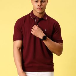 V-Mart Self Design Polo Collar T-shirt-picture-2