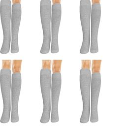 MUKHAKSH 6 Pairs Girl's Grey Knee Length Socks-image-79