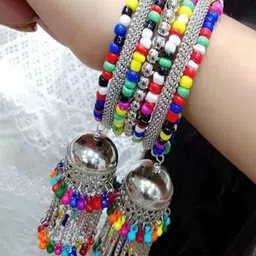 Sangria Oxidised Beaded Bangle-7