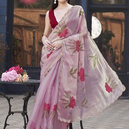 Tikhi Imli Floral Sequinned Organza Saree-image-53
