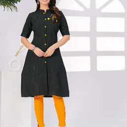 HEARTLOOM Women Striped Cotton A-Line Kurta-picture-20