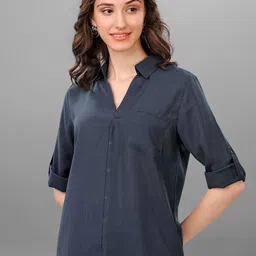 SXV STYLE Women Shirt Collar Roll-Up Sleeves Shirt Style Top-picture-20