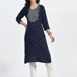 MAURYA Embroidered Round Neck Kurta-image-87