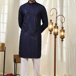 Pro-Ethic STYLE DEVELOPER Men Quirky Embroidered Cotton Kurta with Pyjama-picture-23