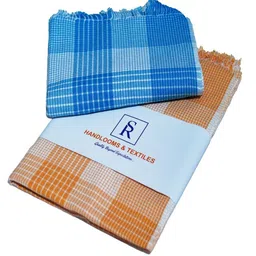 SR HANDLOOMS AND TEXTILES Green & Orange 2 Pieces Striped Pure Cotton 400 GSM Bath Towels-picture-17