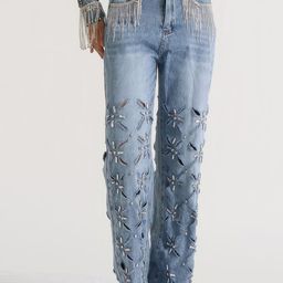 Wear Your Words Women Wide Leg Highly Distressed Embellished Jeans-image-99