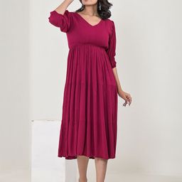 KASHISHIYA Crepe Fit & Flare Midi Dress-image-51