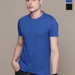 Moda Rapido Men Pack Of 2 Solid Round Neck Regular Fit Cotton T-shirts-image-22
