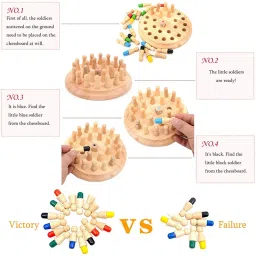 vediva Wooden Brain Teaser Memory Chess Game Set Free Multicolor Keyring 19 cm Chess Board image 5