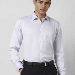 Van Heusen Men Regular Fit Spread Collar Micro Checked Cotton Formal Shirt-image-76