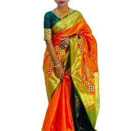 Shopeezy Tex Fab Woven Design Zari Bomkai silk Saree-picture-28