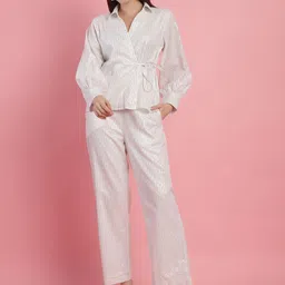 JAKANARY Striped Wrap Top & Wide Leg Trousers-image-68