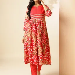 Vbuyz Women Printed Regular Pure Cotton Kurta with Trousers-image-21