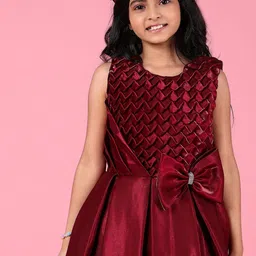 V-Mart Girls Embellished Round Neck Bow Detail Fit & Flare Tulle Dress-image-16