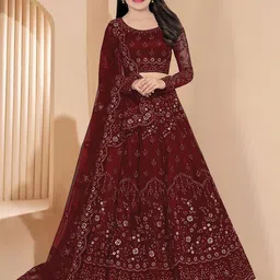 Piludi Girls Embroidered Lehenga Choli With Dupatta Set-18