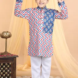 Here&Now X Kinder Kids Boys Printed Regular Pure Cotton Kurta with Pyjamas-picture-55