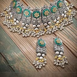 BMINO Women Green Jewellery Set-image-55