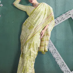 HERE&NOW Ethnic Motifs Pure Cotton Ikat Saree-10