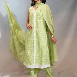 Vishudh Women Printed Regular Pure Cotton Kurta with Trousers & With Dupatta-18